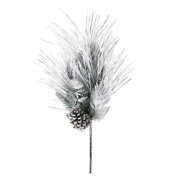 28" Flocked Artificial Pine Spray - Picture 1 of 4